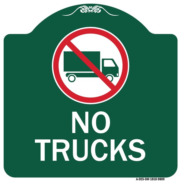 Signmission No Trucks With Graphic Heavy-Gauge Aluminum Architectural Sign, 18" H, GW-1818-9809 A-DES-GW-1818-9809 - main
